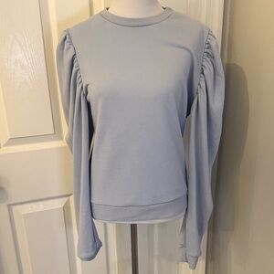 English Factory Light Blue Women's Puff Sleeve Top, Size M